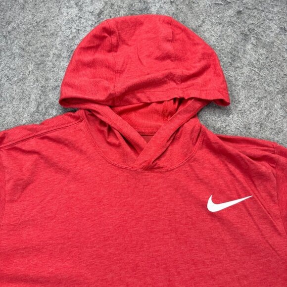 Nike DRI-FIT Training Hoodie Shirt Men M Red Short Sleeve Pullover Hooded AR3854 - Picture 1 of 13